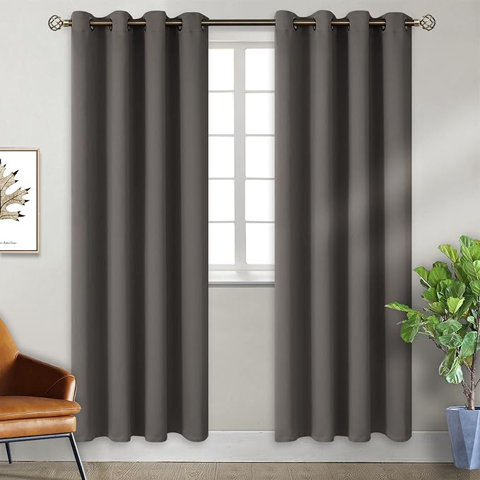 BGment Grey Blackout Curtains for Living Room 96 Inch Long - 2 Panels | Grommet Top, Black Out, Extra Long, Room Darkening, Sunblock, Thermal Insulated, Window Drapes for Bedroom, 55x96 Inch