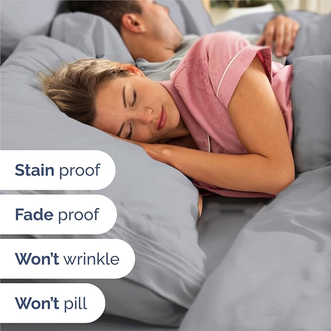 King Size 4 Piece Sheet Set - Breathable & Cooling Sheets - Steel Blue | Hotel Luxury Bed Sheets for Women & Men, Deep Pockets, Easy-Fit, Extra Soft and Wrinkle Free Sheets, Oeko-Tex Bed Sheet Set