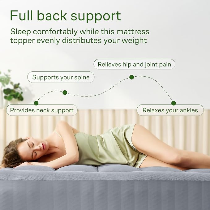 Niagara Sleep Solution Ultra Soft & Cooling Mattress Topper - Full Size | Rayon Derived from Bamboo, Pillow Top Mattress Pad, 20" Deep Pocket, Back Pain Relief, Perfect for Hot Sleepers, Gray