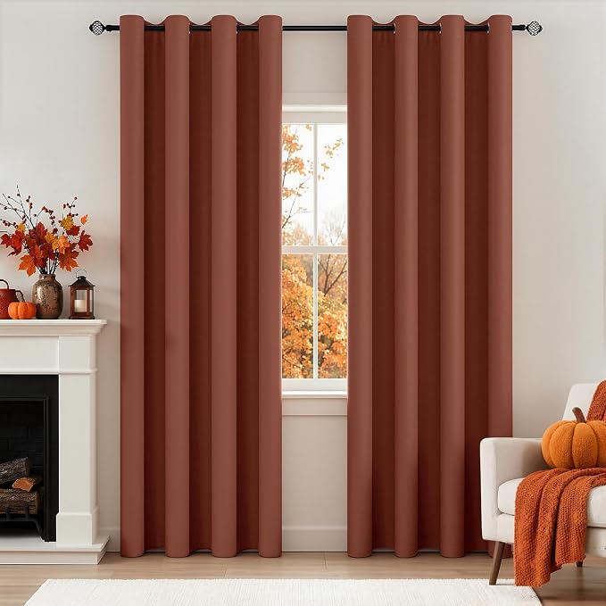 MIULEE Caramel Blackout Bedroom Curtains Drapes 84 Inch Long 52"x84" | Grommet Top, Room Darkening Window Drapes, Privacy Protection, Thermal Insulated, Heat Blocking, Light Blocking