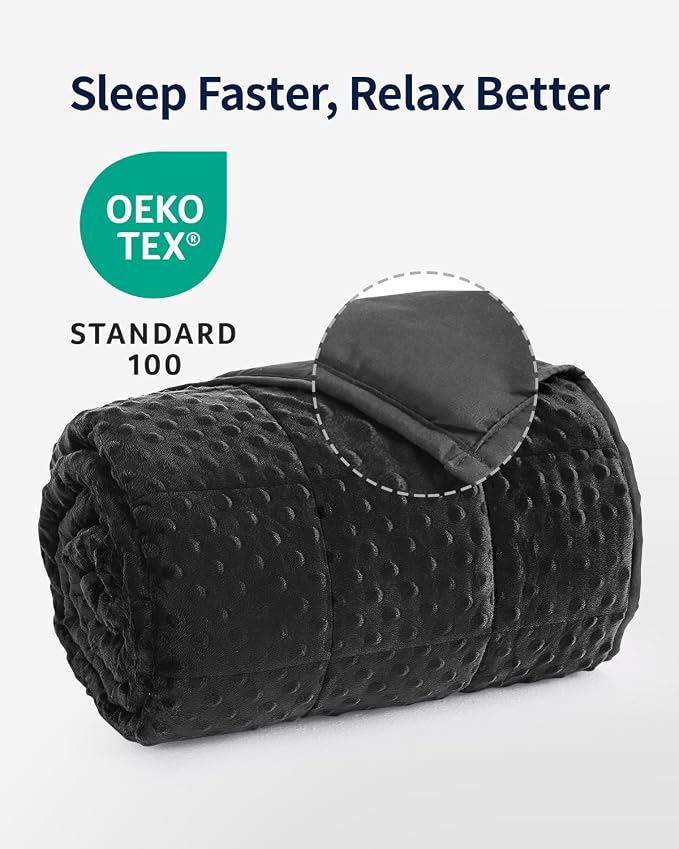 Mr. Sandman Weighted Blanket for Adults, Full Size 15 lbs, 48 x 72 Inches | Cooling Soft Minky for Hot Sleepers; Machine Washable; Filled with Glass Beads; Heavy Bed Throw for Sleep; Black