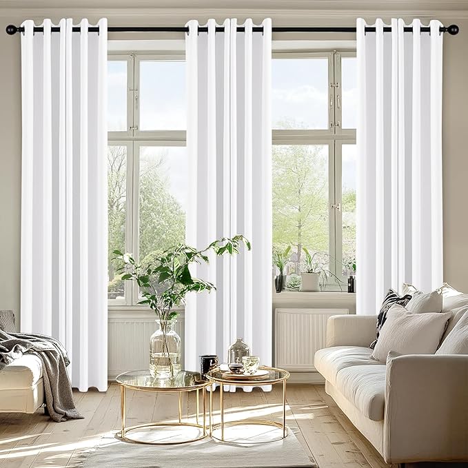 MIULEE Blackout Curtains for Bedroom 2 Panels 40 x 80 Inch Long Pure White | Thermal Insulated, Living Room Darkening Grommet Drapes, Noise Reducing, Light Blocking Window Treatments
