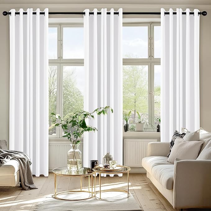 MIULEE Blackout Curtains for Bedroom 2 Panels 34 x 72 Inch Long Pure White | Thermal Insulated, Living Room Darkening Grommet Drapes, Noise Reducing, Light Blocking Window Treatments