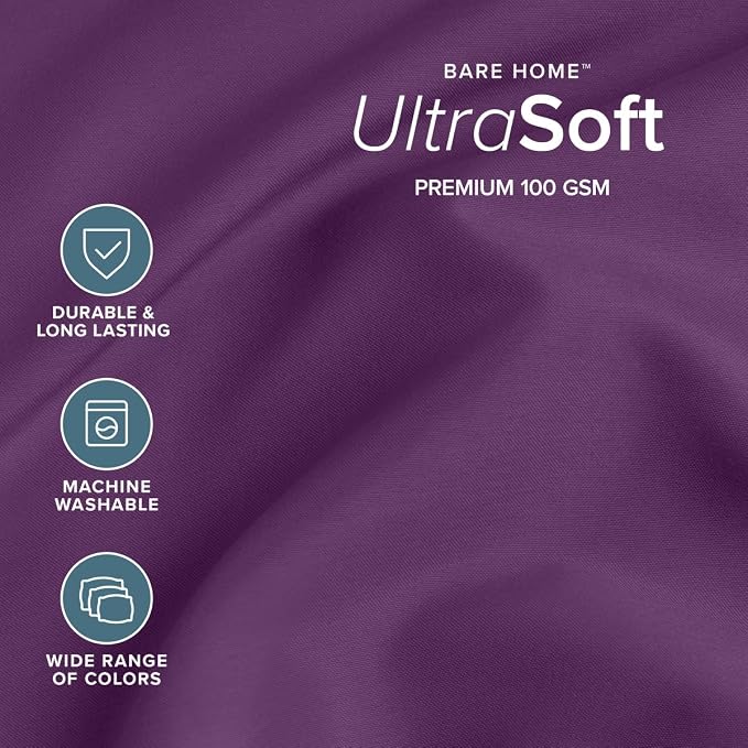 Bare Home Twin Sheet Set - 1800 Ultra-Soft Microfiber - Double Brushed - Deep Pockets - Easy Fit - Extra Soft - 3 Piece Set - Bedding Sheets & Pillowcases (Twin, Plum) | Deep Pockets 6 to 15 Inches, Breathable, Hypoallergenic, Hotel Luxury, Easy Fit, S...