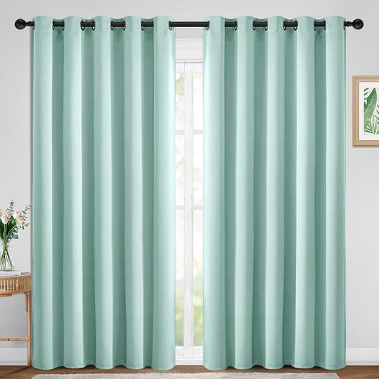 Yakamok Room Darkening Curtains 70x84 inch Length Aqua-Living Room | 2 panels,grommet blackout window treatment,thermal insulated,light blocking drapes,privacy protection,bedroom dining room