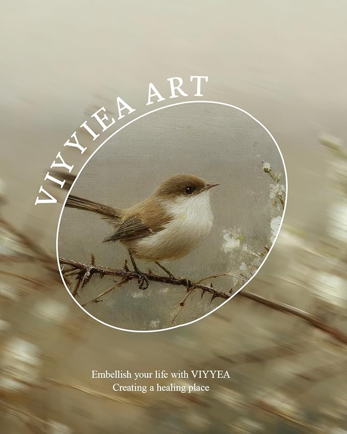 VIYYIEA Vintage Gold Framed Wall Art for Living Room, Sparrow Canvas Prints Home Decor, Spring Painting Picture, Bedroom Wall Decor Gifts for Friends or Family -【Sparrow on Branches】-(16L x 12W)