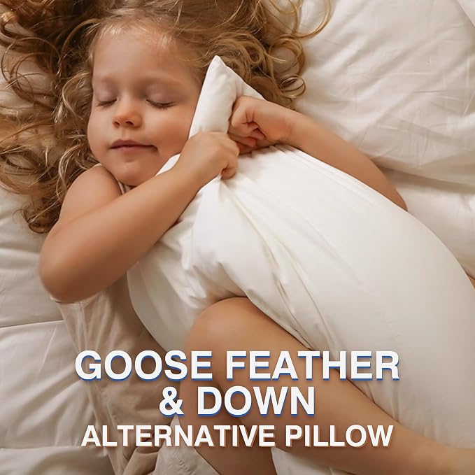 Ultra Soft Feather Pillows Queen Size Set of 2 - Hotel Goose Down Bed Pillow for Sleeping, (Down Fiber) Fluffy Support Surround Fill Polyester for Back, Stomach, Side Sleepers (Ultra Soft)