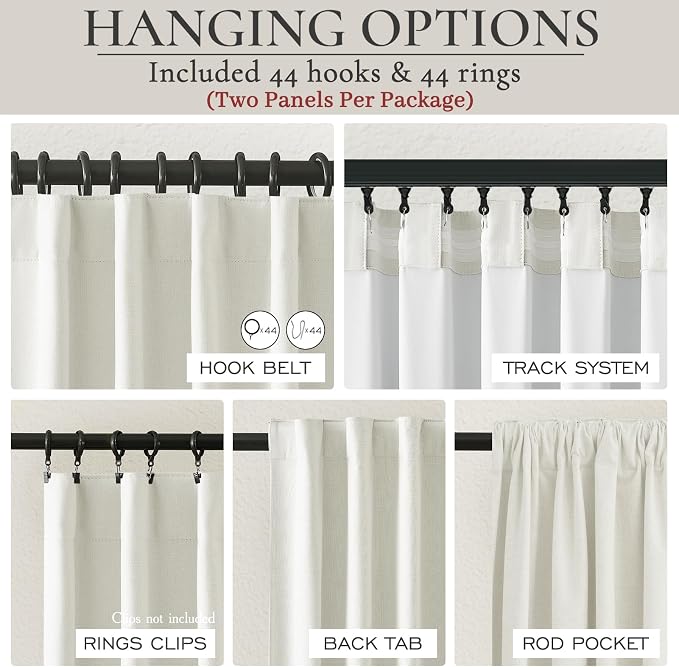 Cute Blackout Curtains 70 Inches Extra Wide Linen 84 Inch Length for Living Room/Sliding Glass Door,Pleated Heavy Duty Thermal Drapes for Winter Thick Large Window(70"Wx84"L 2 Panels Beige White)