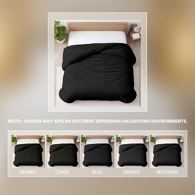 1 Pc 120"x120" Duvet Cover Super King Plus/Super Oversize King Size 100% Egyptian Cotton - 600 TC Comforter Cover, Zipper Closure & Corner Ties - Fits Only Extra Large Inserts - Black