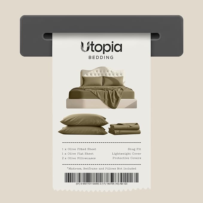 King Sheets Set, 4 Pieces 16" Deep Pocket Hotel Luxury Bed Sheets, Olive | Extra Soft Bedsheet Set, Comfy & Breathable Cooling Sheets, Wrinkle & Fade Resistant, Fitted Sheet, Flat Sheet, 2 Pillowcases