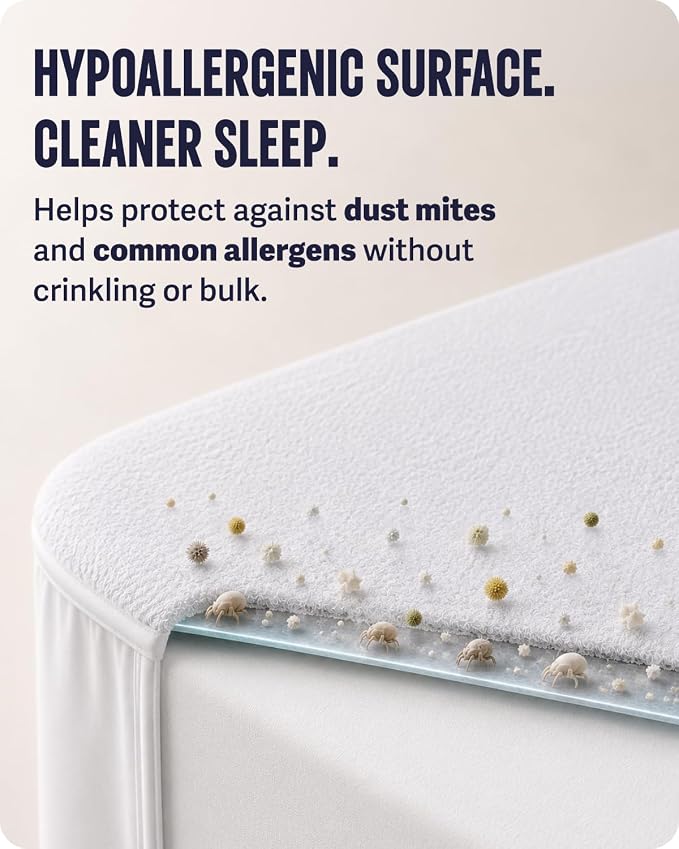 SafeRest Waterproof Crib Size Mattress Protector | Fitted with Stretchable Pockets, Machine Washable, Cotton Blend Mattress Cover for Bed