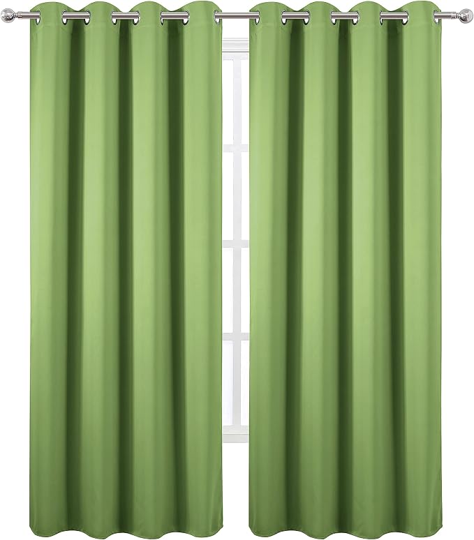 Light Green Thermal Blackout Curtains/52 x 95 Inch/Set of 2 Panels Room Darkening Curtains for Bedroom