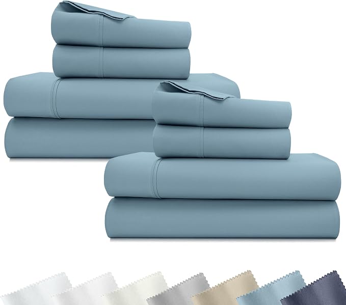 California Design Den 2-Pack Soft 100% Cotton King Bed Sheet Set, Sky Blue | 400 Thread Count Backed by Good Housekeeping Seal, 16" Deep Pocket, All-Around Elastic, Durable, Easy Care
