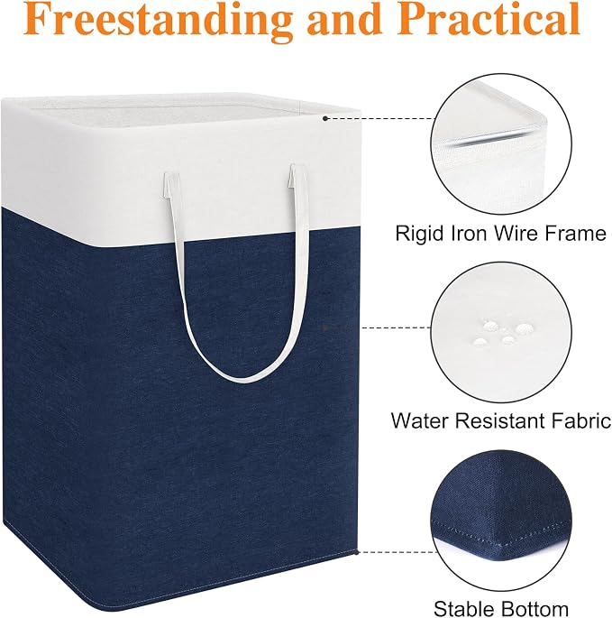 TasticTotes Laundry Basket 3-Pack, Laundry Hamper, 75L-Blue | Clothes Laundry Hamper, Collapsible Laundry Basket, Freestanding laundry hamper with Handles for Home or Dorm
