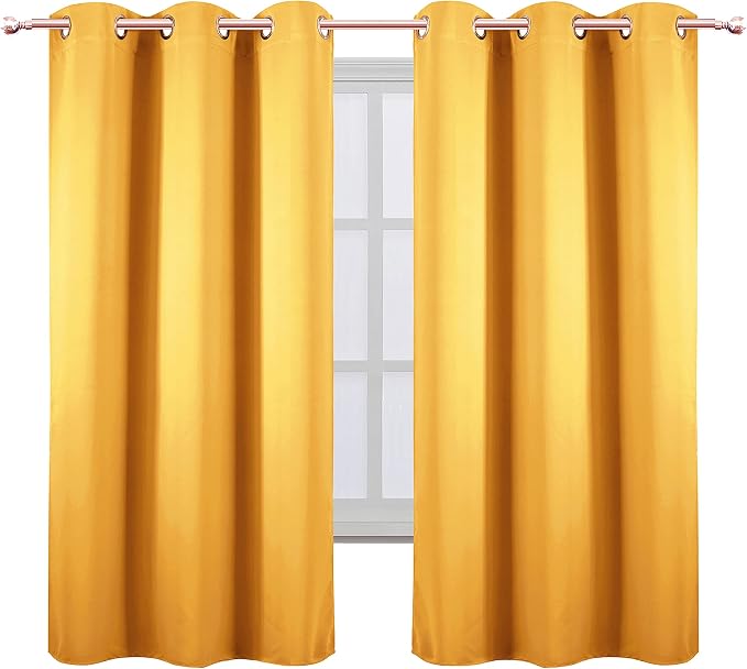 Yellow Blackout Curtains 40 x 63 Inch Length/Set of 2 Curtain Panels/Thermal Insulated Room Darkening Blackout Curtains for Bedroom