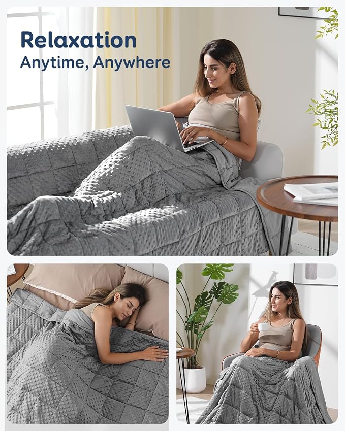 25lbs Weighted Blanket for Adults, 80"x87" King Size Heavy Blankets | Soft Raised Minky Dot Texture, Reversible Cooling & Cozy for All Seasons, 7-Layer Design for Even Weight, Machine Washable