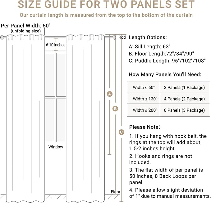 Faux Linen Total Blackout Curtains for Bedroom 108 Inches Long, Darkgray | 100% Blackout Shield, Back Tab/Rod Pocket Living Room Drapes, Thermal Insulated Blackout Curtains 2 Panels Set, 50"W x 108"L