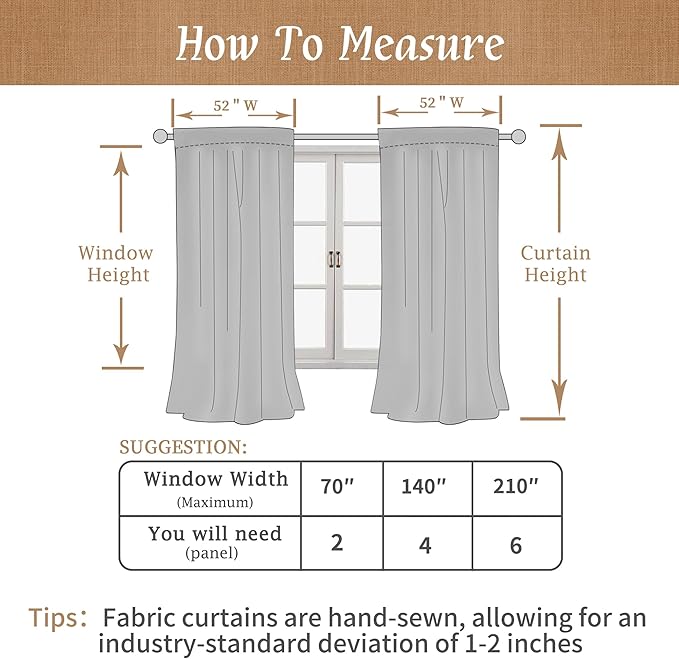 84 Inch 100% Blackout Linen Curtains 2 Panels with White Liner, Linen | Privacy, Living Room, Farmhouse, Curtains for Bedroom, Room Darkening, Burlap Panels, Rod Pocket Back Tab, 52 x 84 Inch