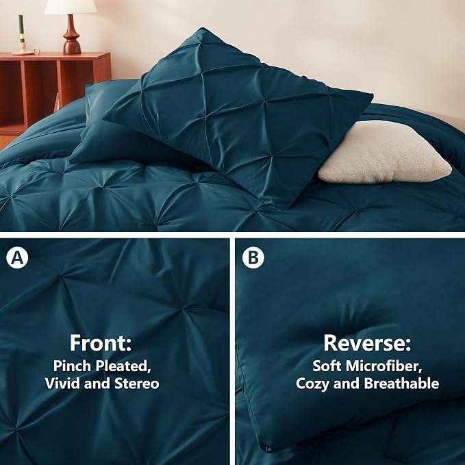 Oversized King Comforter Set Lyons Blue, 7 Pieces Bed in a Bag | OEKO-TEX 100 Certified, 240GSM All Season, Bedroom, Guest Room, Down-Alternative Comforter, Sheets, Pillowcases & Shams