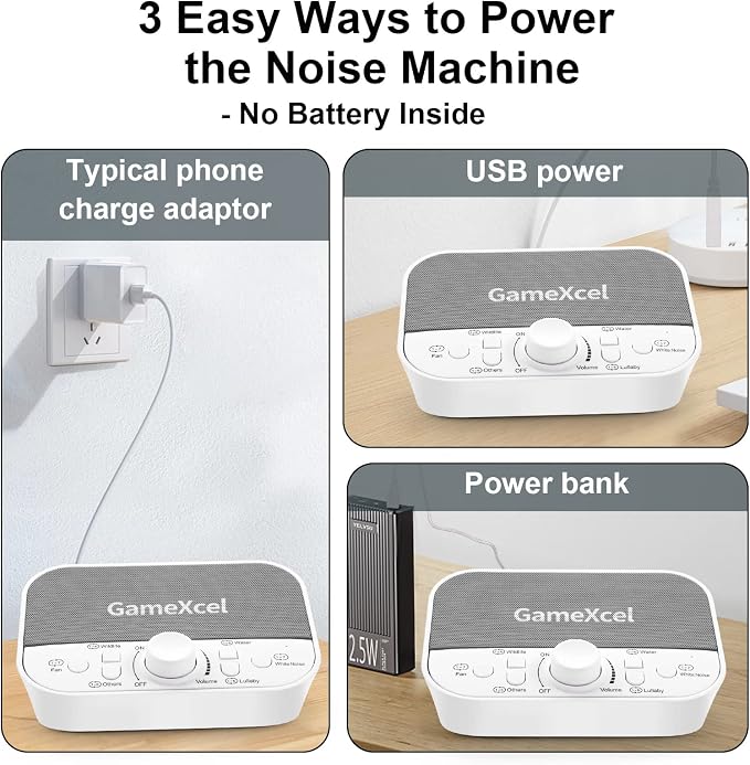 White Noise Machine for Baby & Adults – 38 Non-Looping Sounds, Dual Speakers + Headphone Jack, 15/30/60/90 Min Timer & Memory – USB Powered Sleep Sound Machine for Nursery & Office, White