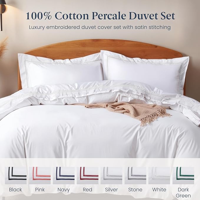 Ella Jayne California King Duvet Cover (3 Pieces), 100% Cotton Percale, King/Cali King, Breathable & Lightweight Cal King Duvet Cover (1 Piece) 106 x 90 Inches with 2 Pillow Shams (White Design) | King Duvet Cover Set | 100% Cotton Percale Material | S...