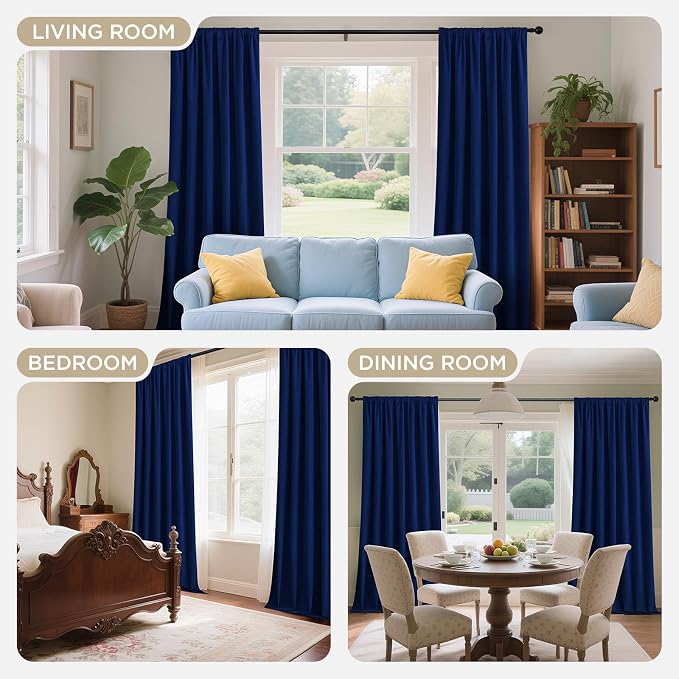 Joydeco 100% Blackout Curtains Velvet Black Out Curtain 90 Inch Drapes | for Bedroom Living Room, Heat and Light Blocking, Thermal Insulated Luxury Heavy Duty Curtain 2 Panels Grommet Top