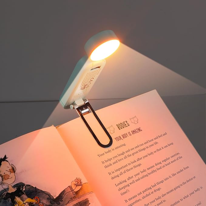 VAVOFO USB Rechargeable Book Light, Bookmark Clip on LED Reading Light | 3 Colors 9 Lighting modes clip on book light, Eye Care Glow for Bed Reading, Christmas Gift for Bookworms, Book Accesories