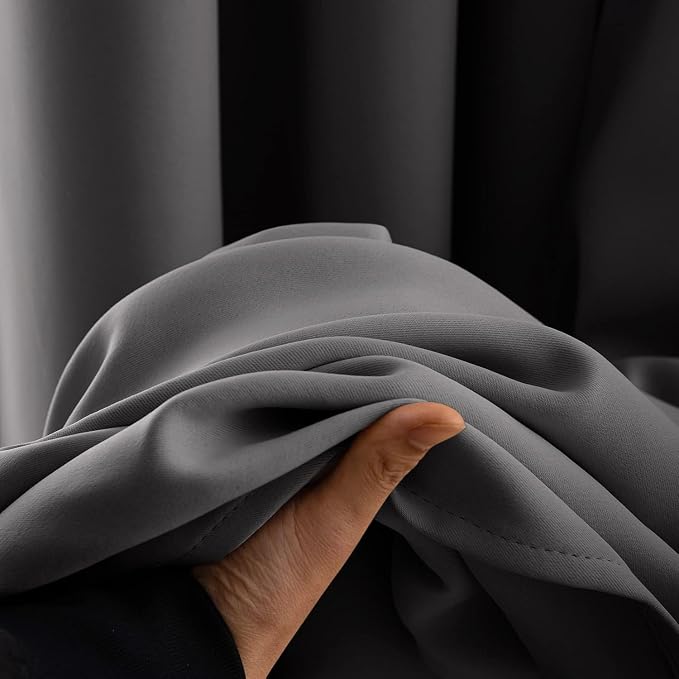 MIULEE Grey Blackout Bedroom Curtains Drapes 84 Inch Long 52"x84" | Grommet Top, Room Darkening Window Drapes, Privacy Protection, Thermal Insulated, Heat Blocking, Light Blocking