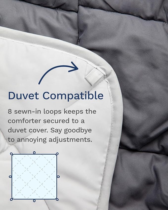 ViscoSoft Queen Comforter - Cloud-Soft Down Alternative Duvet Insert, All Season Cooling Lightweight Reversible Quilted Blanket for Bedroom & Guest Room, Oeko-TEX Certified,Light/Dark Gray | All Season Cooling Lightweight Reversible Quilted Blanket - O...