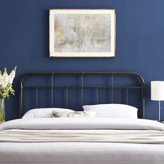 Modway Alessia Modern Farmhouse Metal Queen Headboard in Black