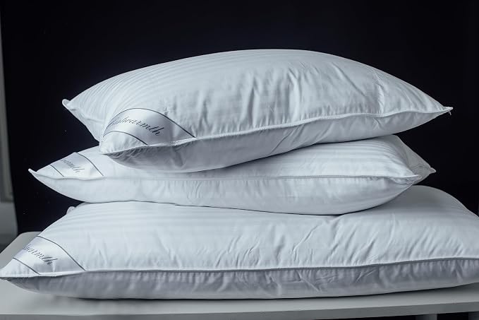 Goose Down Feather Soft Pillows One Pillow 100% Cotton Supportive Bed Pillow Stripe White Color King Size 20x36 inch