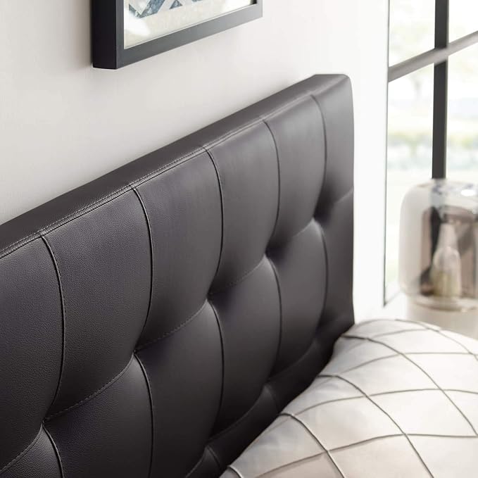 Modway Lily Tufted Faux Leather Upholstered Queen Headboard in Brown