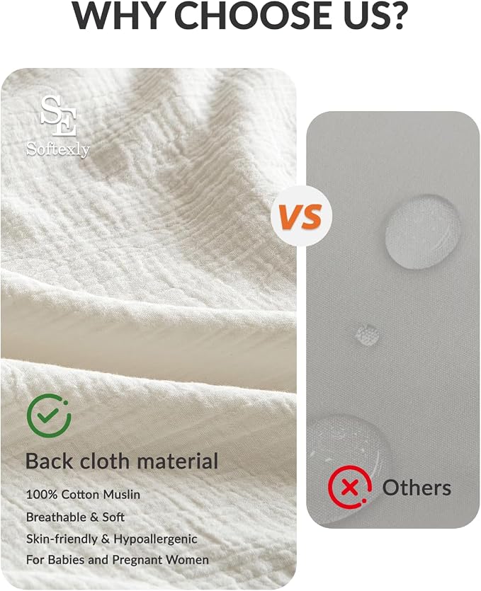 SE SOFTEXLY Muslin Duvet Cover California King Size, 100% Washed Cotton Duvet Cover Set, Ultra Soft Comforter Cover Linen Like, 3 Pieces Gauze Duvet Cover with 2 Pillowcases, 98"x104", White