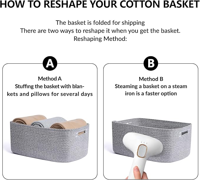 MiniArk Large Storage Baskets for Organizing, 17 x 13 x 7.5” Closet Shelf Baskets for Clothes Blanket Towels, Baby Nursery, Toy Bins Box, Woven Rope Baskets, 4 Packs Mixed Grey