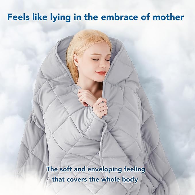 Weighted Blanket for Adults (15lbs 48"x72"), Minky Dots Heavy Blanket for Woman, Man Sleeping, Soft, Cozy and Cooling Weighted Throw Blankets, Machine Washable, Grey