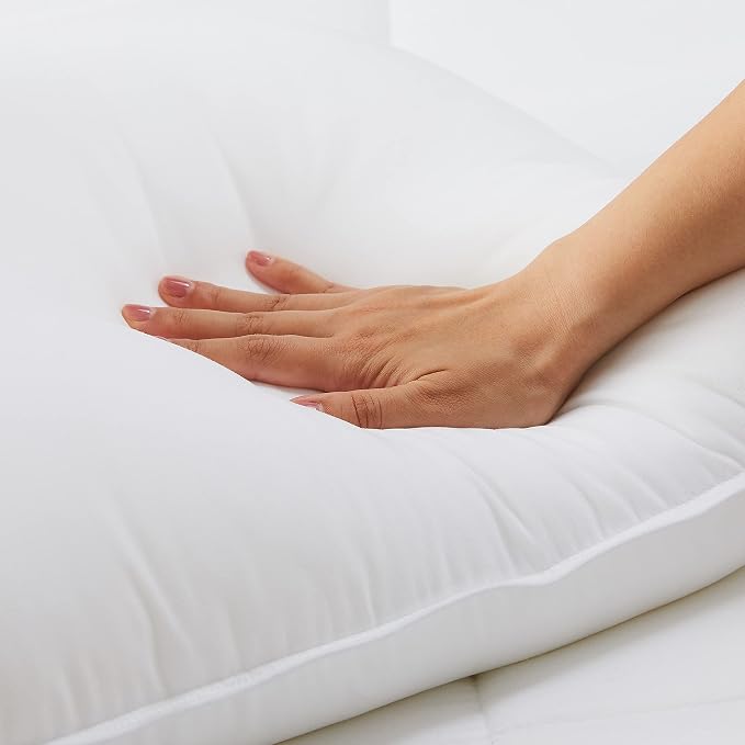 Amazon Basics Down-Alternative Pillows for Stomach and Back Sleepers, Soft Density, Machine Washable, 20 x 36 inches, White, 2-Pack