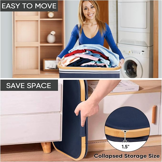 BALEINE 70L Laundry Hamper with Lid, Large Laundry Basket Bin | Large Capacity, Easy-Access Lid, Shape-Retaining Structure, Pull Handles, Ideal for Bedroom, Dorm, Laundry Room