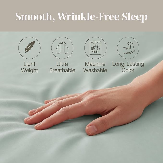 Modern Threads Soft Microfiber Solid Sheets - Luxurious Microfiber Bed Sheets - Includes Flat Sheet, Fitted Sheet with Deep Pockets, & Pillowcases Smoke Queen