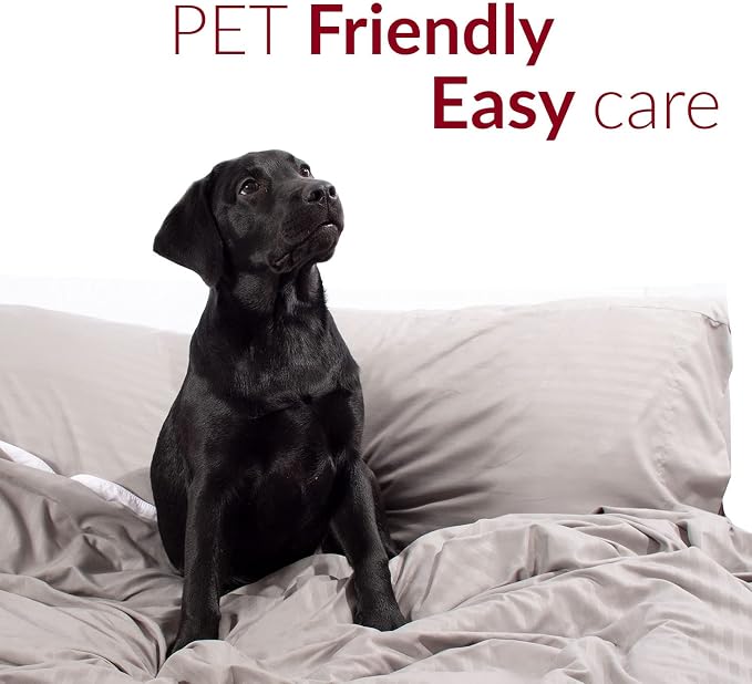 Mellanni Iconic 3-Piece, Ultra Soft Sheet Set (Twin XL, Pinstripe Gray) | 10M+ Sleepers. Lab-tested: Sleeps Cool, Stays Bright, Strong, Smooth. Good Housekeeping Best Bedding, 7 yrs running.