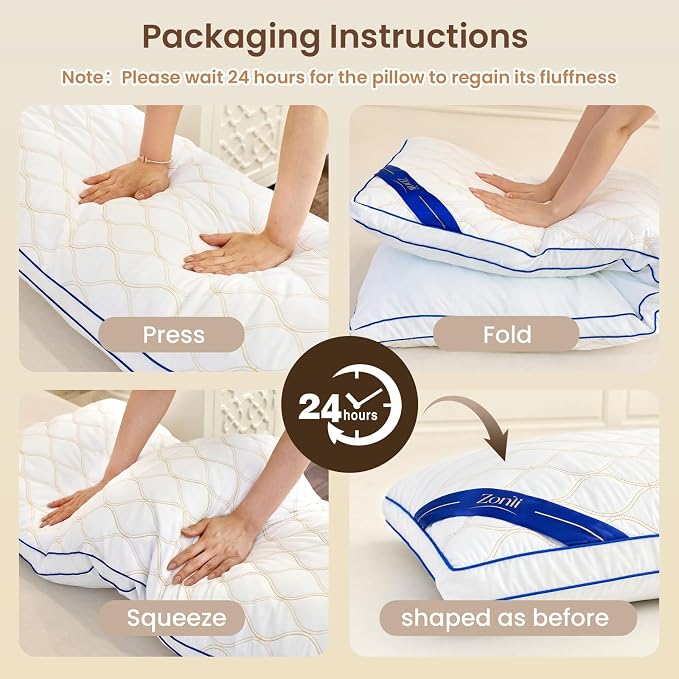ZonLi Long Body Pillow for Adults, Gold Thread Quilted Gourd Pattern Cover, Soft Durable Adjustable Shredded Memory Foam, Comes with Extra 7 Oz Shredded Foam, Ideal for Side Sleepers, White