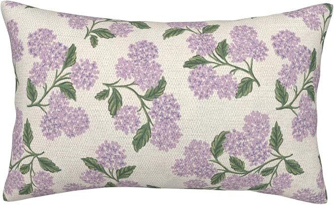 Purple Pink Pillow Covers 12x20 Inch 2 Pcs Green Hydrangea Flower Decor Throw Pillows Vintage Floral Seasonal Spring Summer Outdoor Decoration Pillowcase Linen Cushion Cover for Couch Sofa