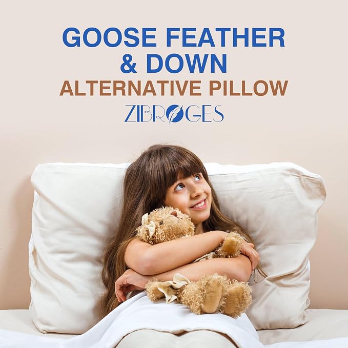 Ultra Soft Feather Pillows Queen Size Set of 2 - Hotel Goose Down Bed Pillow for Sleeping, (Down Fiber) Fluffy Support Surround Fill Polyester for Back, Stomach, Side Sleepers (Ultra Soft)