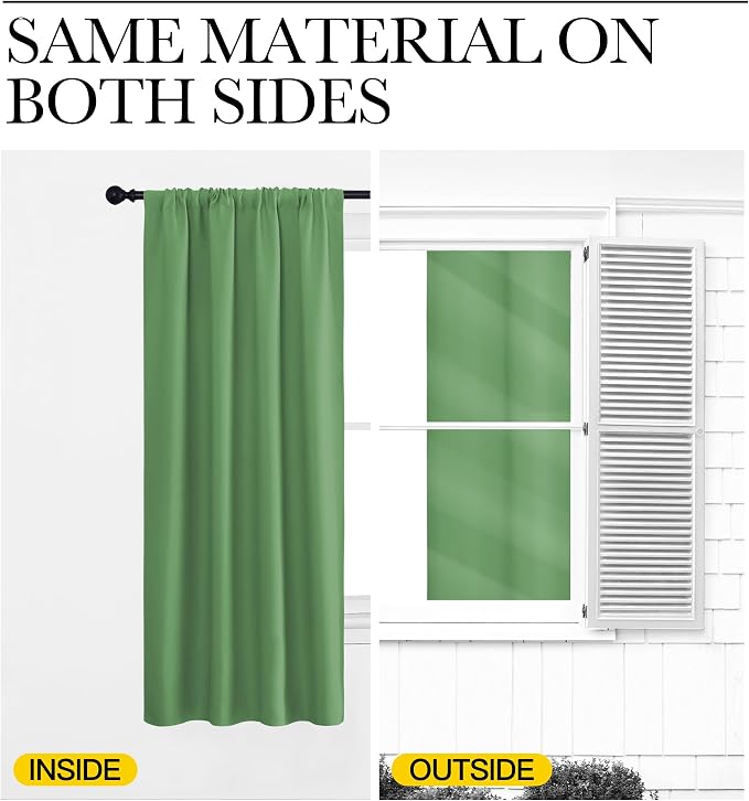 NICETOWN Blackout Curtains Window Draperies, Froest Green, Set of 2, 70 by 95 inches Long, Window Treatment Thermal Insulated Solid Room Darkening Drapes for Bedroom