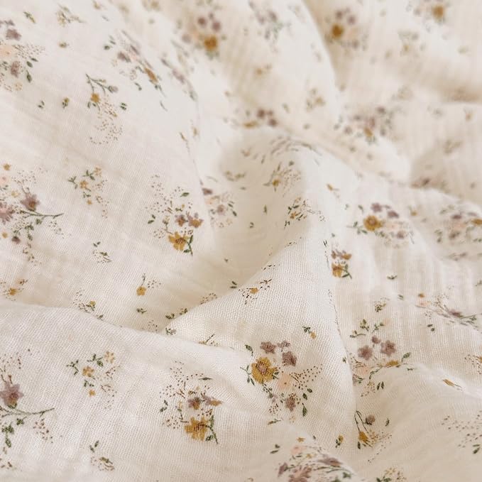 Muslin Cotton Kids Duvet Cover Twin Size, 68"x86", Shabby Chic Crape Flower Design Girls Quilt Cover Vintage Princess Style Bedding Ruffled Comforter Cover Floral Print, No Pillowcase