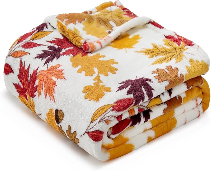 BEDELITE Fleece Blanket Soft Plush Fall Twin Size Autumn Leaves 60"x80" | Ultra Soft Fleece, Plush Microfiber, Lightweight Warmth, Thanksgiving Gift, Fall Home Decor, Machine Washable, Couch Sofa Bed