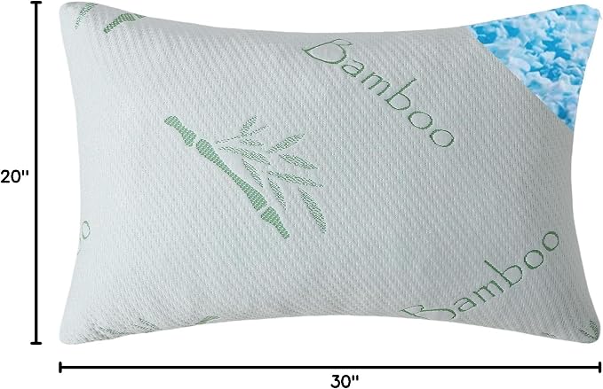 Shredded Memory Foam Pillows Set of 1, Cooling Zippered Breathable Memory Foam Bed Pillow for Sleeping 1 Pack, Queen Size Firm Pillow Gel for Neck Support, Hotel Quality Rest Pillow 20" x 30" Queen