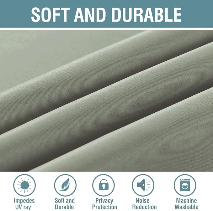 H.VERSAILTEX Window Treatment Curtains/Drapes Blackout for Bedroom Room Darkening Thermal Curtains for Living Room Noise Reducing Sound Proof Solid Grommet Curtain (One Panel, Light Sage, 52"W x 84"L)