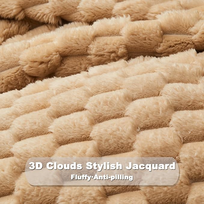 NEWCOSPLAY Fleece Clouds Cozy Twin Blanket for Couch, Brown, 60"x80" | Premium Silky Flannel Blanket, Soft Lightweight Fluffy Throw Blanket for Bed Sofa Decor, Gift for All Season Use