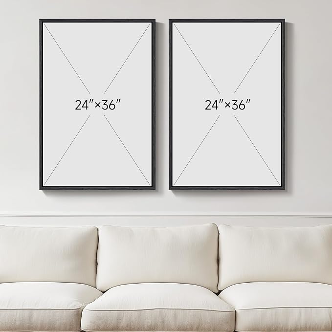 Large Framed Black White Abstract Wall Art for Living Room Set of 2, 24x36 | Mountain moon, Canvas prints, Modern pictures, Black and white gray, Minimalist artwork, Black frame, Bedroom wall decor