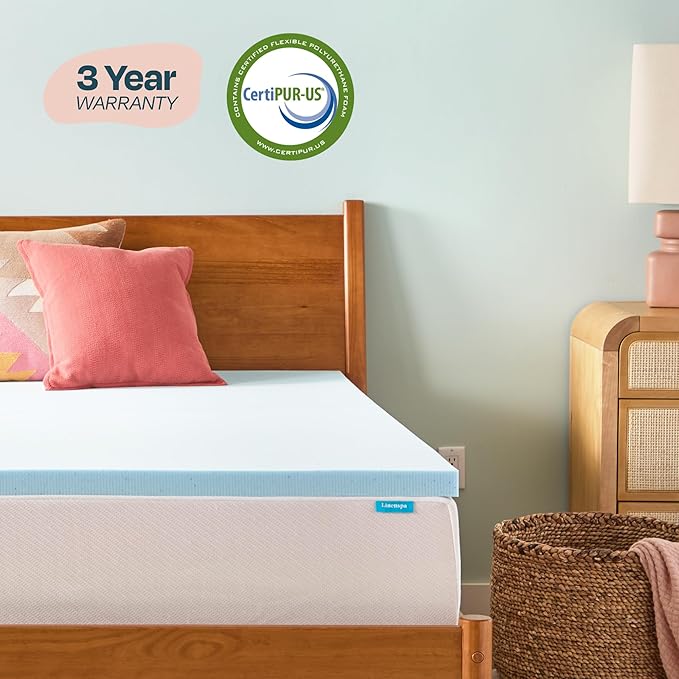 Linenspa Memory Foam Mattress Topper, California King Size - 2 Inch Gel Infused Memory Foam - Plush Feel - Cooling and Pressure Relieving - CertiPUR Certified